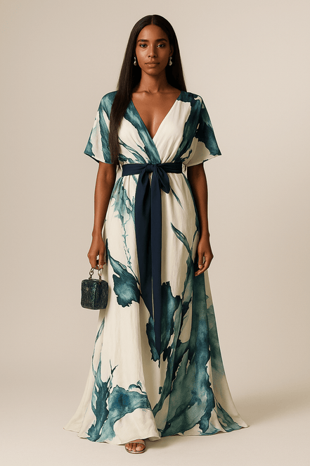 Paris&Fifth™ | Robe Longue à Imprimé Aquarelle