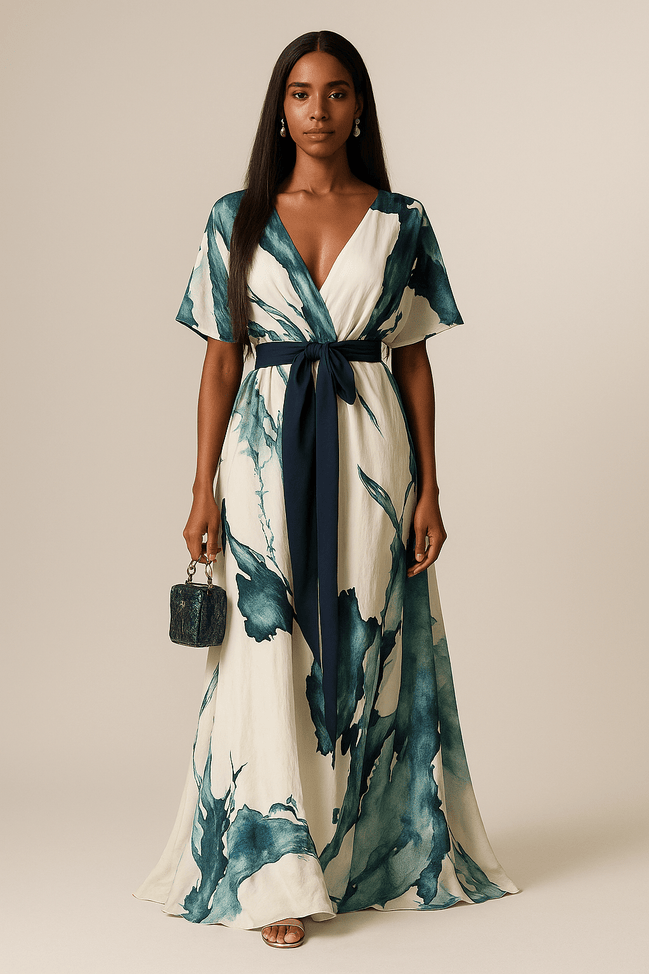 Paris&Fifth™ | Robe Longue à Imprimé Aquarelle